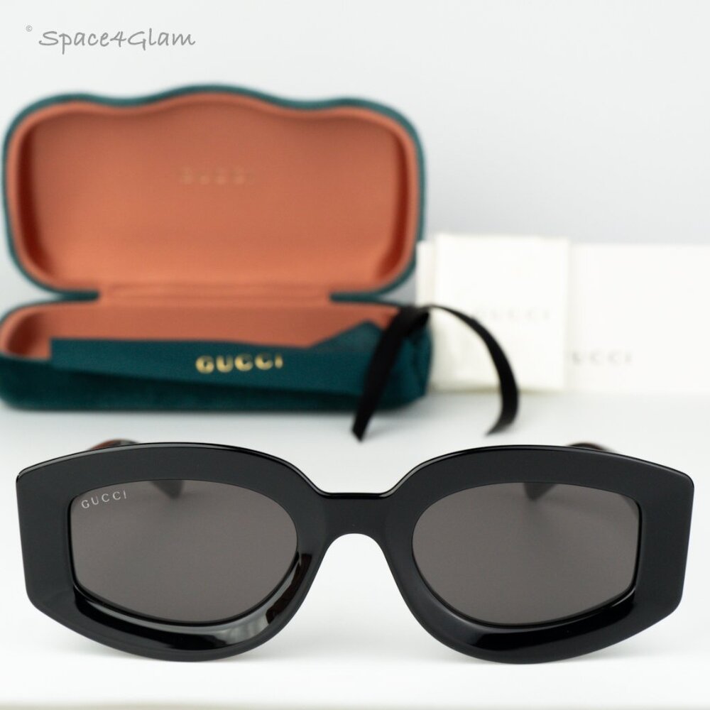 BRAND NEW Gucci GG1719S 001 Black Grey Women Square Sunglasses GG 1719S